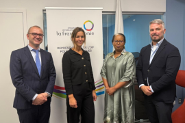 © Délégation générale Wallonie-Bruxelles au Québec, Le Délégué général Yann Gall, Mme Anne Lambelin, la Représentante de l’OIF-REPAM Zahra Kamil, et M. Fatmir Leci, Secrétaire administratif de la Fédération Wallonie-Bruxelles et de la Région Europe de l’APF
